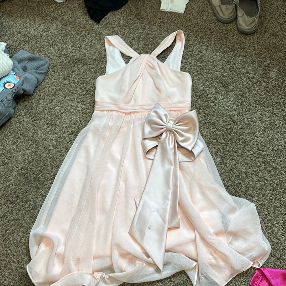 David's Bridal pink flower girl dress